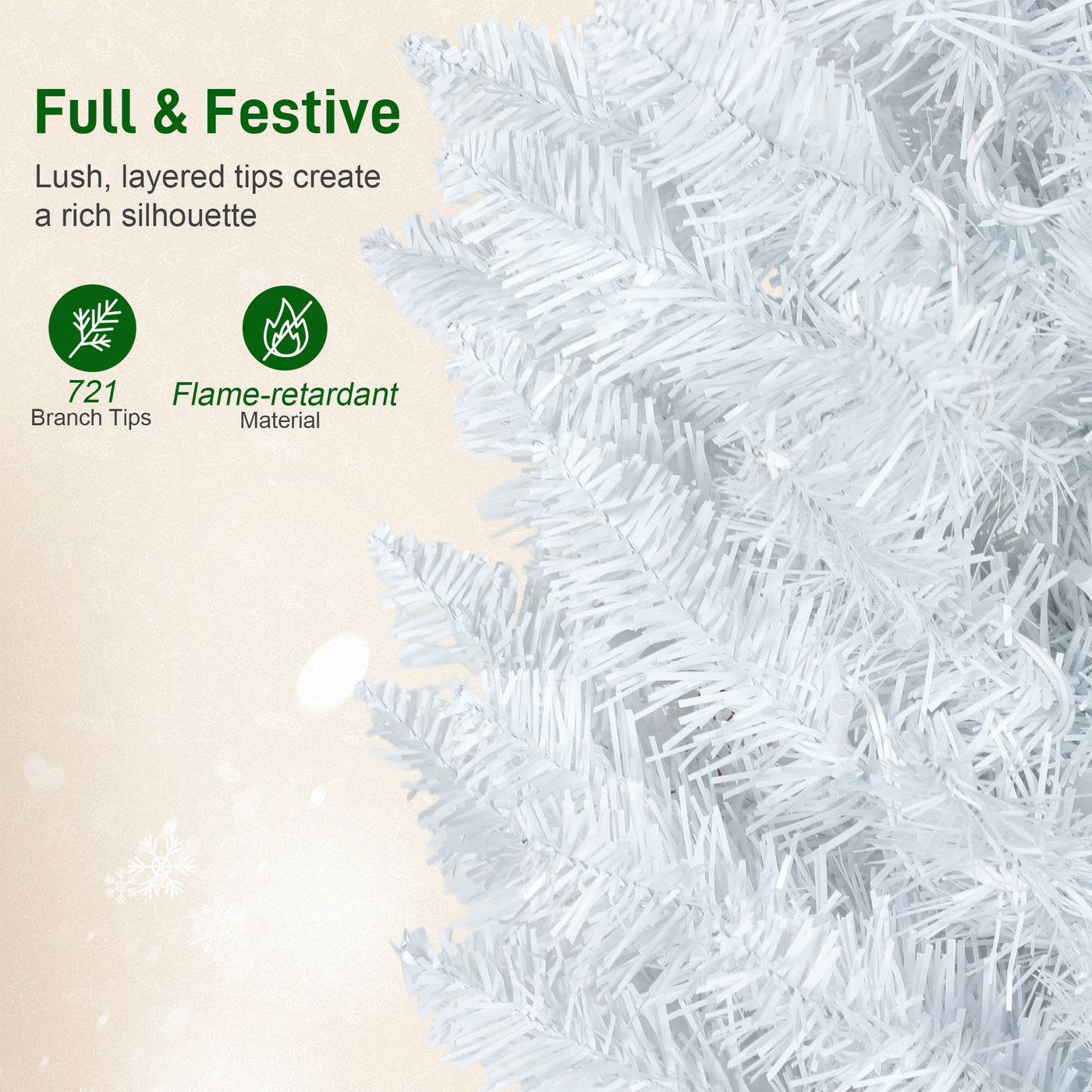 9ft Christmas Tree with Colourful DIY Synchronized LEDs, Hinged Pencil Xmas Tree with Remote, Daily Timer, White