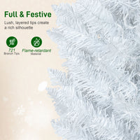 9ft Christmas Tree with Colourful DIY Synchronized LEDs, Hinged Pencil Xmas Tree with Remote, Daily Timer, White