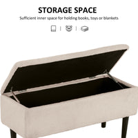 Modern Storage Bench, Ottoman with Storage and Lamb's Wool Upholstery for Living Room, Bedroom, Cream White