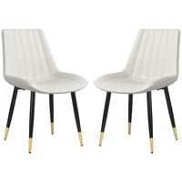Dining Chairs Set of 2, Modern Kitchen Chair with PU Leather Upholstery and Steel Legs for Living Room, Bedroom, Cream