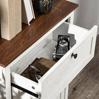 Farmhouse Sideboard Storage Cabinet with Doors and Drawer for Kitchen, Living room, 23.6" x 11.8" x 34.4", White