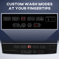 Compact Washer, Portable Washing Machine, Full Automatic Washer with 8 Programs and 6 Water Levels, White