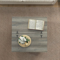 Farmhouse Coffee Table, Square Center Table with Flip-top Lids, Hidden Storage Compartment and Wooden Legs, Distressed Grey