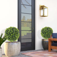 2 Pack 1.3ft Artificial Ball Eucalyptus Topiary with Ground Stake, UV Resistant Faux Greenery for Indoor Outdoor