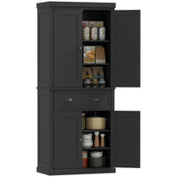Long Standing Kitchen Cabinet w/ 2 Drawers MDF Board Black
