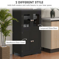 63" Small Buffet with Hutch, 4-Door Kitchen Pantry Storage Cabinet with Adjustable Shelf for Dining Room, Black