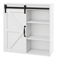 Bathroom Medicine Cabinet, Wall Cabinet with Sliding Door and Adjustable Shelf, 22.8" x 7.8" x 24.4", White
