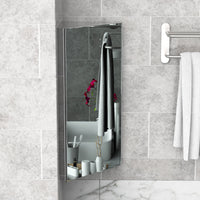 Wall mounted Bathroom Corner Mirror Storage Cabinet Stainless Steel with Single Door