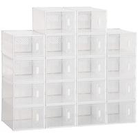 18 Pack Shoe Storage Boxes, Space-saving Shoe Organizers, Clear Plastic Stackable Holders Containers with Front Opening