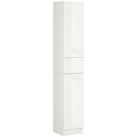 Tall Bathroom Cabinet, Narrow Bathroom Storage Cabinet with Doors, Drawer and Adjustable Shelves, High Gloss White