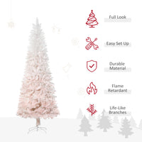 7ft Pencil Artificial Christmas Tree with Pine Realistic Branches, Auto Open, Pink and White