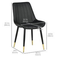 Dining Chairs Set of 2, Modern Kitchen Chair with PU Leather Upholstery and Steel Legs for Living Room, Bedroom, Black