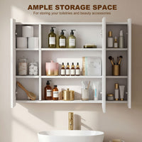 Medicine Cabinet with Mirror, Wall Mounted Bathroom Mirror Cabinet with Adjustable Shelf, USB Charge, High Gloss White