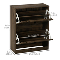 Shoe Storage Cabinet Organizer for 12 Pairs of Shoes with 2 Flip Drawers and Adjustable Shelves, Walnut