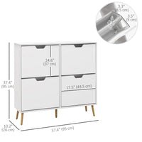 Shoe Storage Cabinet with 4 Flip Drawers and Adjustable Shelf, Shoe Cabinet for 8-16 Pairs of Shoes, White
