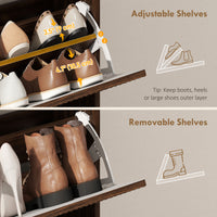 Shoe Cabinet with 2 Flip Drawers Narrow Shoe Storage Cabinet with Top Shelf for Entryway Hallway Coffee