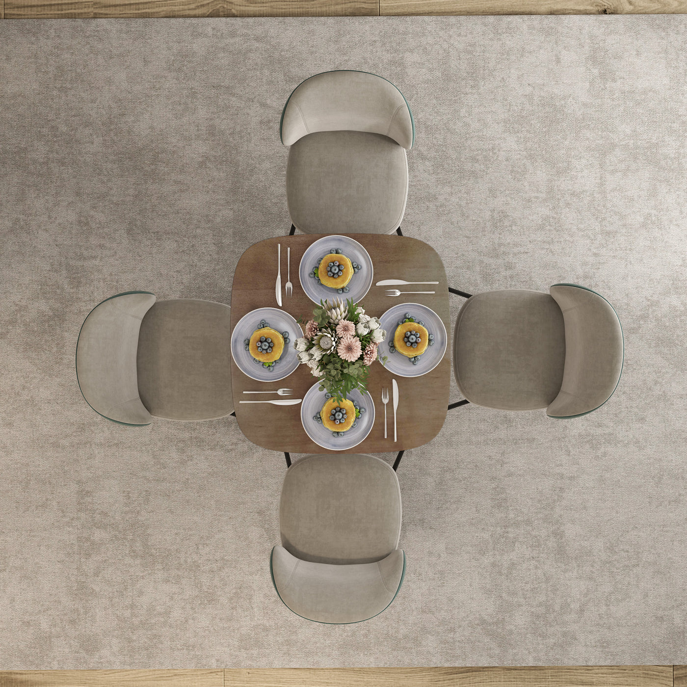 Dining Table for 4 People - Modern Kitchen Table with Wood-Effect Top, 27.6" x 27.6", Dark Brown
