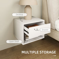 Floating Nightstand Set of 2, Wall Mounted Bedside Table with Drawer for Bedroom, White