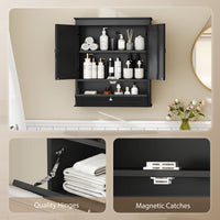 Medicine Cabinet with Adjustable Shelf, Bathroom Wall Cabinet Bathroom Cabinet with Recessed Panels, Black