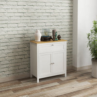 Sideboard Cabinet, Buffet Table with Drawer, Double Door Cupboard and Adjustable Shelf for Living Room, Entryway, White