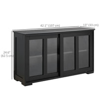 Modern Kitchen Sideboard, Stackable Storage Cabinet, Sliding Glass Door Console, Cupboard Serving Buffet for Kitchen & Dining Room, Black