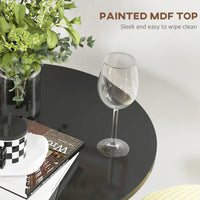 High Top Bar Table, Modern Round Dining Table with Painted Top and Steel Base, Bistro Table for 2 People, Black