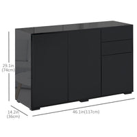 Kitchen Sideboard Storage Cabinet, Modern Coffee Bar with Push-Open Design and 2 Drawers for Living Room, Black
