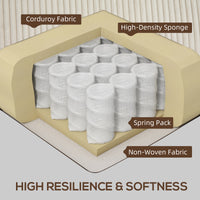 Three Seater Sofa, Fabric 3 Seater Couch with Spring Cushion and Cup Holders for Living Room, Bedroom, Cream White