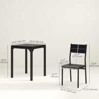 Dining Table Set for 2, 3 Piece Kitchen Table and Chairs with Metal Legs for Small Spaces, Black