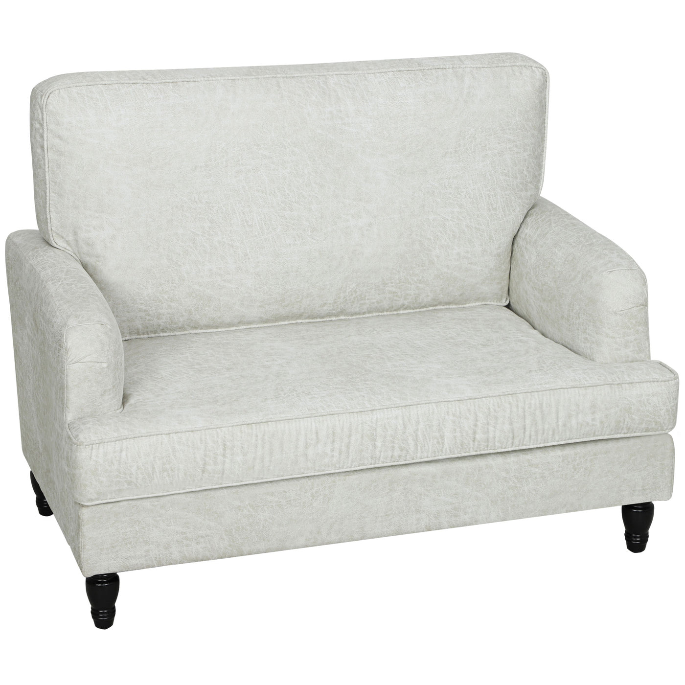 Modern Accent Chair, Leathaire Armchair with Turned Legs and Wide Seat, Single Sofa for Bedroom, Living Room, Cream White