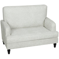 Modern Accent Chair, Leathaire Armchair with Turned Legs and Wide Seat, Single Sofa for Bedroom, Living Room, Cream White
