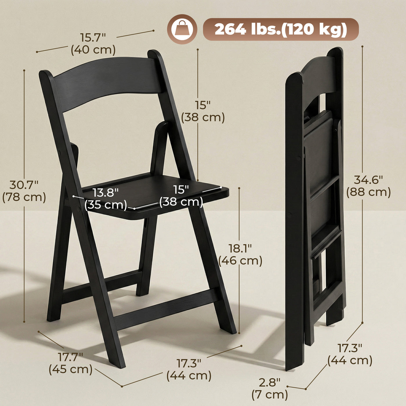 4 Pack Folding Chairs, Foldable Resin Chair with Padded Seat, Portable Indoor Outdoor Seat for Office Events Dining