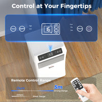 8000BTU Mobile Portable Air Conditioner with Cooling, Dehumidifier, 2 Speed Fans, 24-Hour Timer for Bedroom, White