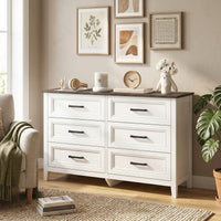 Wide Dresser for Bedroom with 6 Drawers Storage Chest of Drawers for Living Room, Closet, Laundry, Entryway