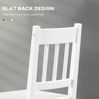 Dining Chairs Set of 2, Kitchen Chair with Slat Back, Pine Wood Structure for Living Room and Dining Room, White