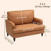 Modern Accent Chair, Leathaire Armchair with Turned Legs and Wide Seat, Comfy Chair for Living Room, Brown