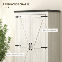 Farmhouse Kitchen Pantry Storage Cabinet, 64" Freestanding Kitchen Pantry Cabinet with Drawers, Distressed White