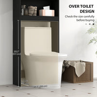 Over The Toilet Cabinet, Modern Bathroom Above Toilet Storage with Barn Doors and Open Shelf, Black