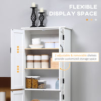 48" 4-Door Storage Cabinet Multi-Storey Large Space Pantry with Adjustable Shelves White