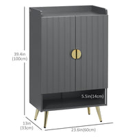 Entryway Shoe Storage Cabinet, Narrow Shoe Cabinet with Adjustable Shelves and Open Shelf for 15 Pairs of Shoes, Grey
