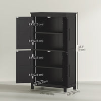 Farmhouse Bathroom Storage Cabinet, Bathroom Floor Cabinet with Barn Doors and Adjustable Shelf, Black