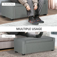 Upholstered Flip Top Storage Bench Fabric Ottoman for Bedroom, Living room, Light Grey