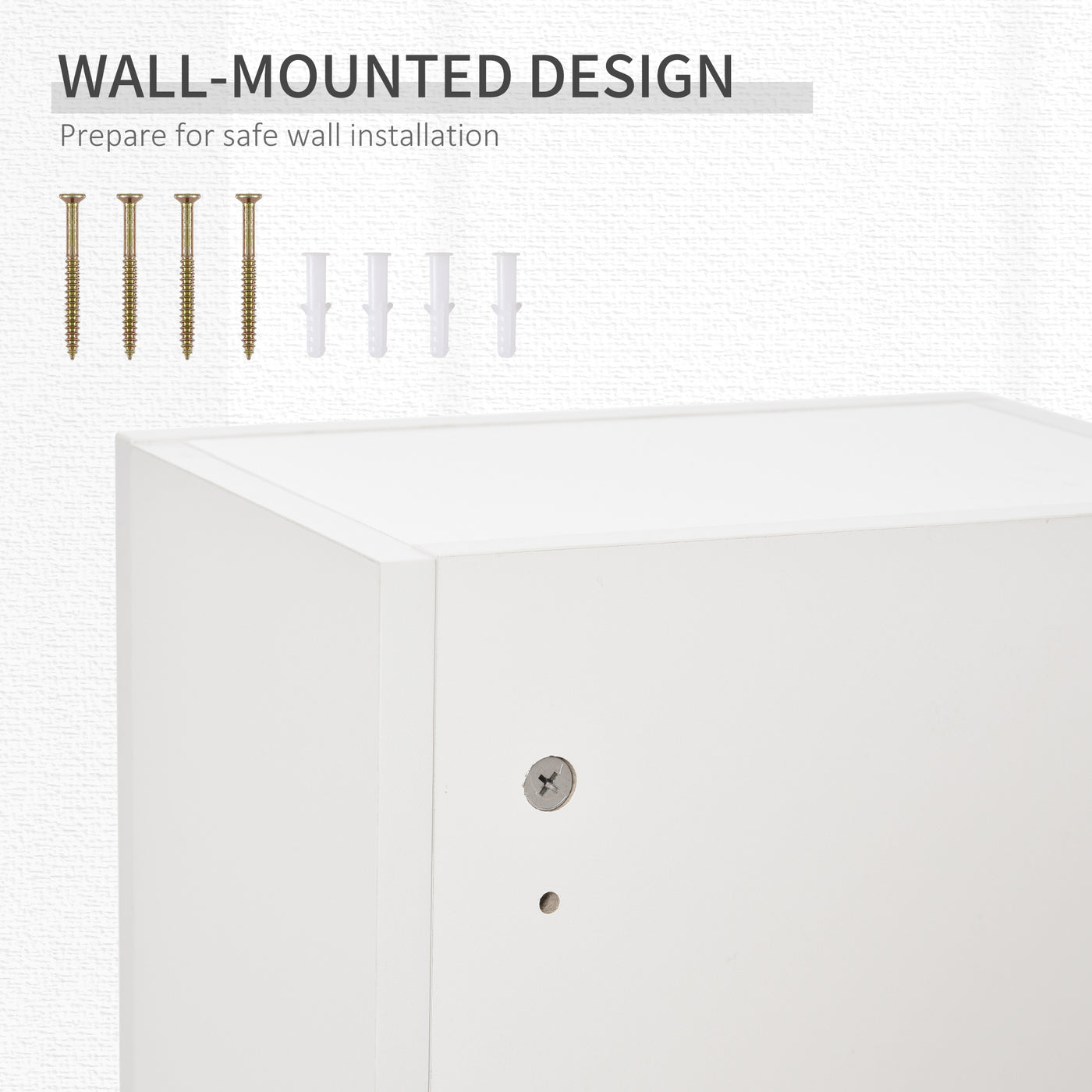 Wall Mount Medicine Cabinet, 5-tier Lockable Bathroom Cabinet with 2 Keys and Adjustable Shelves, White