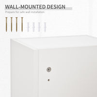 Wall Mount Medicine Cabinet, 5-tier Lockable Bathroom Cabinet with 2 Keys and Adjustable Shelves, White