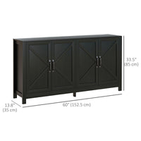 Sideboard Buffet, Storage Cabinet with Barn Door and Adjustable Shelf, TV Stand for TVs up to 65 Inches, Black Oak
