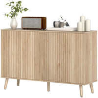 Buffet Cabinet with Storage Modern Fluted Sideboard with Adjustable Shelves Wood Legs for Dining Room Living Room Oak