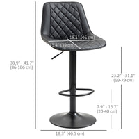 Bar Stools Set of 2, Swivel Counter Height Barstools with Back, Footrest, Adjustable Height, Black