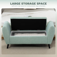 Upholstered Storage Bench with Arms, Modern Ottoman Bench for Bedroom, Entryway, and Living Room, Green