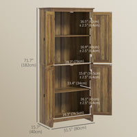 72" Freestanding Storage Cabinet, Kitchen Pantry Cabinet with Doors and Shelves for Dining Room, Brown