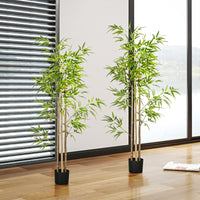 Set of 2 6ft Artificial Tree, Indoor Fake Bamboo with Pot, for Home Office Living Room Decor